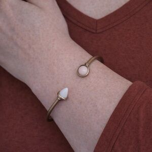 Laura Ford Gold-Tone Open Cuff Bracelet with White Stone Accents